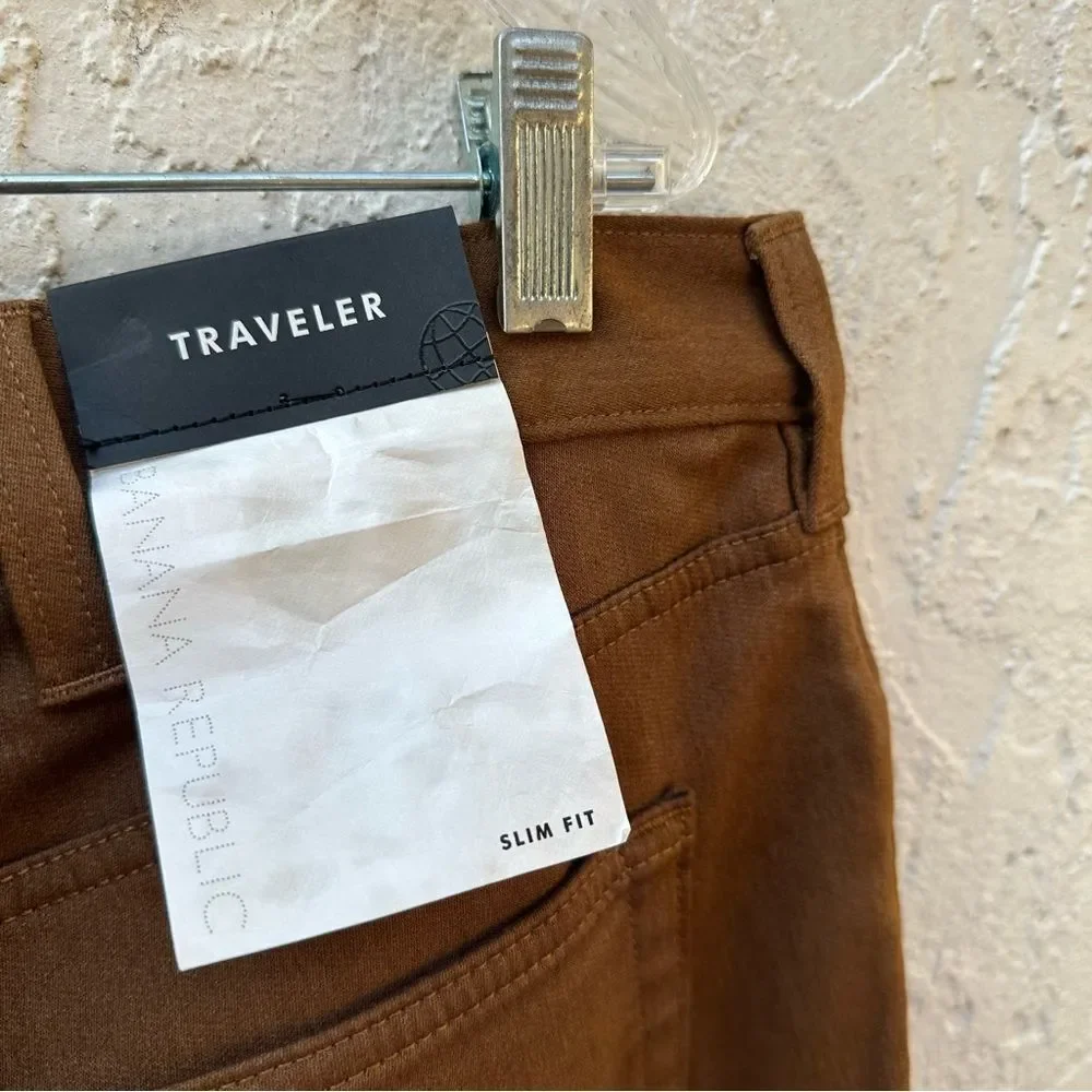 BANANA REPUBLIC Jeans Men 40/34 Traveler Slim Fit Tapered Stretch Brown‎